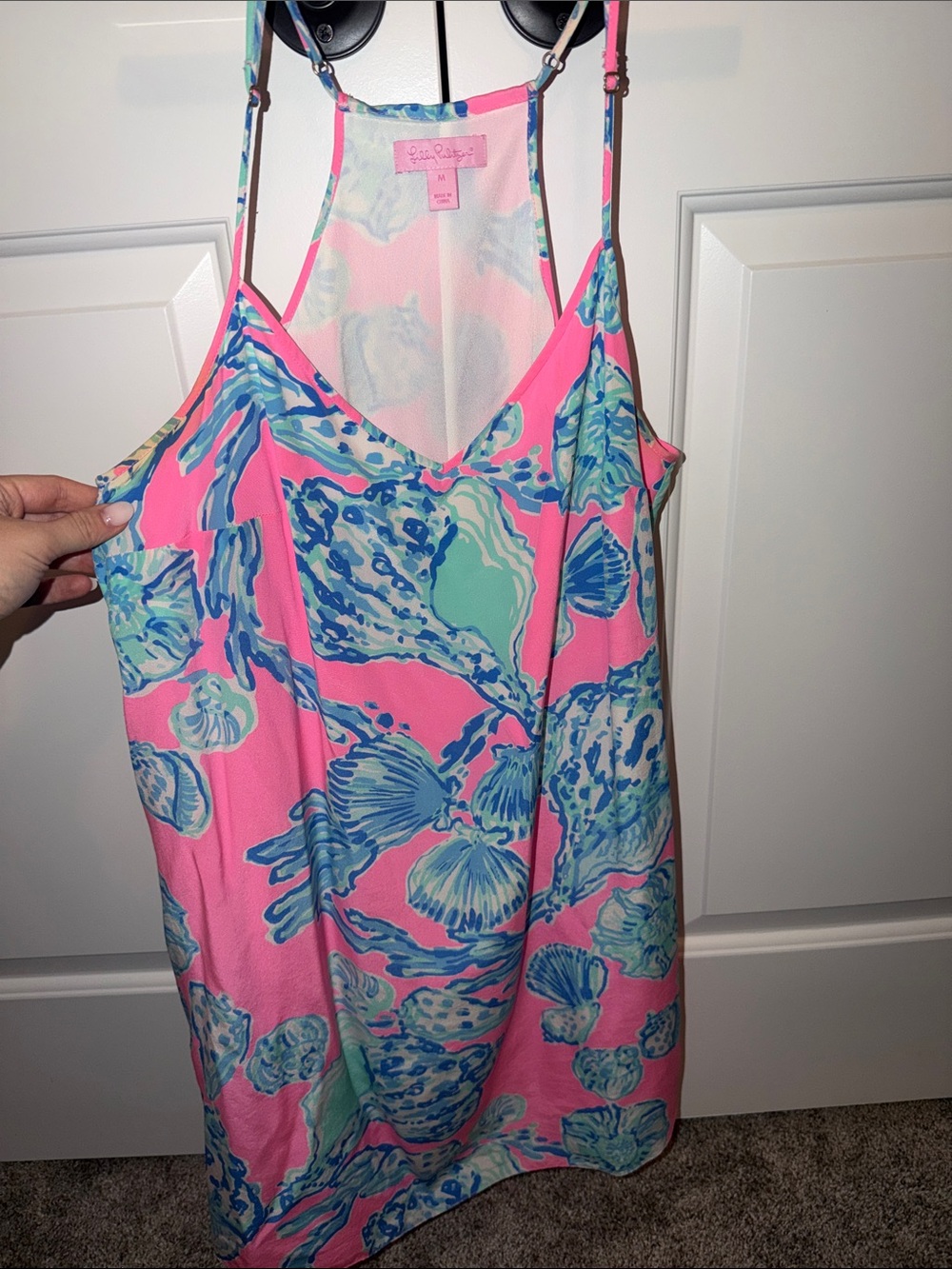 Lilly Pulitzer Pink Shell-Print Dress with Aqua and Blue Accents